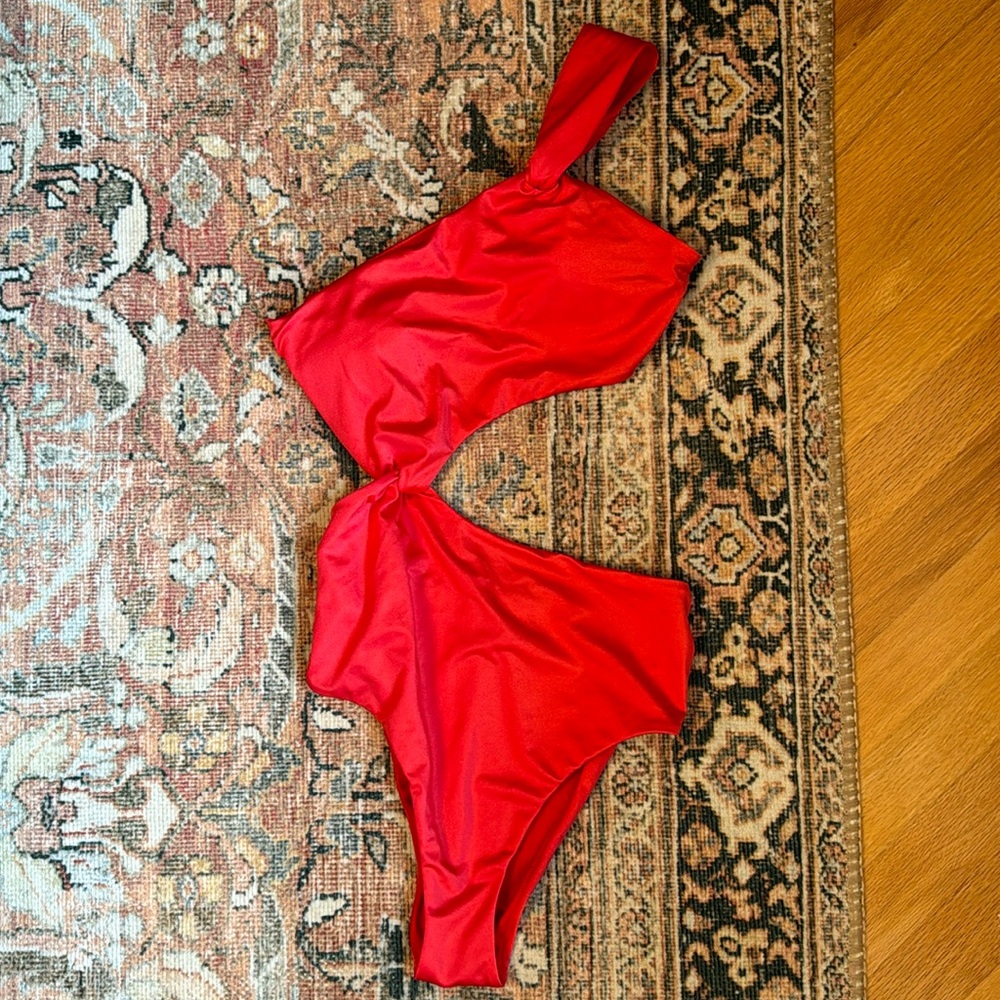 VS red one piece swimsuit